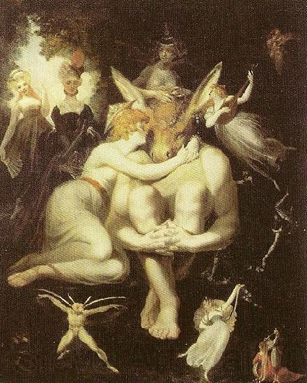 Johann Heinrich Fuseli Titania is leevtallig met Bottom met de daare Eselkopp Norge oil painting art